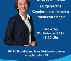 21. Februar: MdEP Beatrix von Storch (AfD) zu Gender Mainstreaming