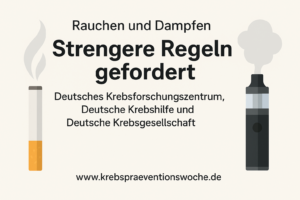 Rauchen und Dampfen: Deutsches Krebsforschungszentrum, Deutsche Krebshilfe und Deutsche Krebsgesellschaft fordern strengere Regeln (Grafik: ChatGPT/Busse)