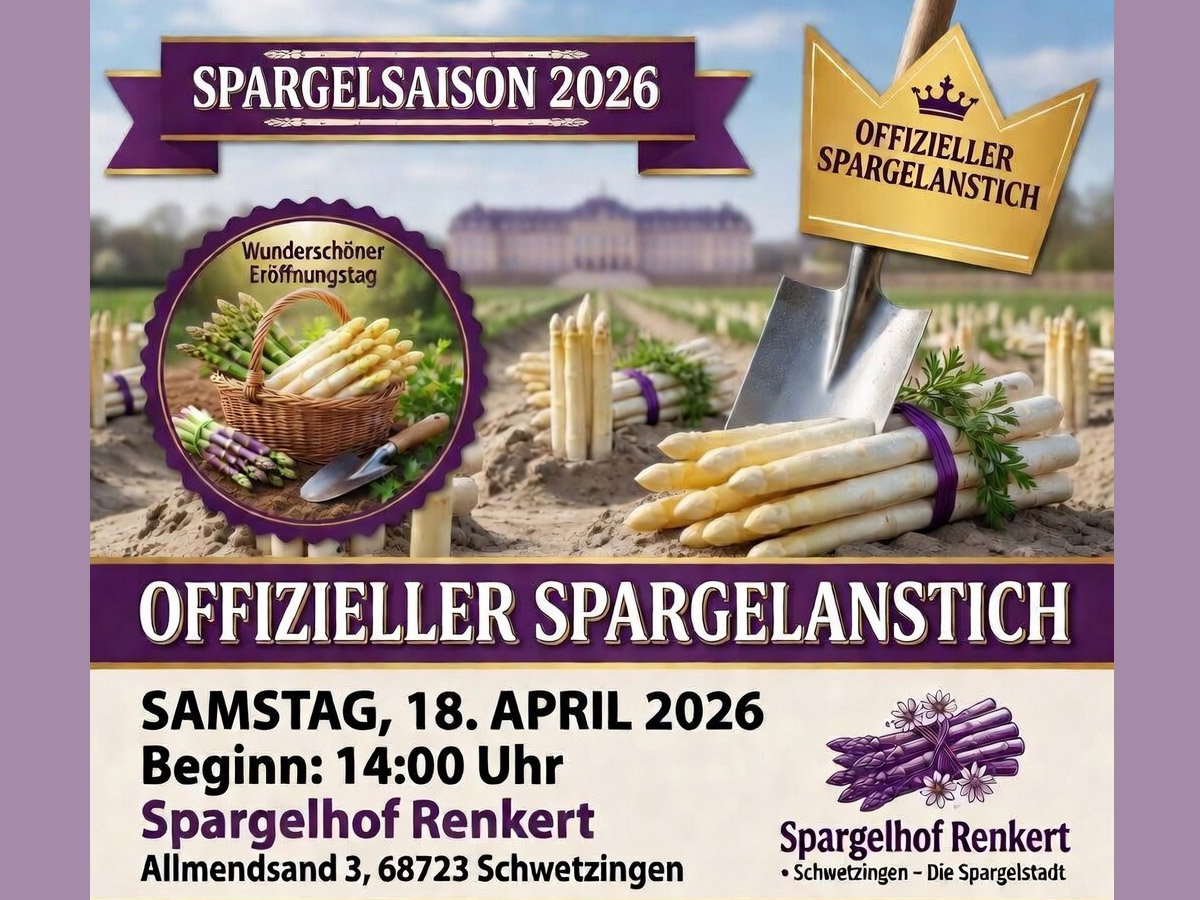 Schwetzingen eröffnet die Spargelsaison 2026 am 18. April