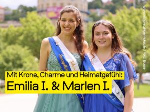 Die Schwetzinger Spargelkönigin Emilia I. und ihre Prinzessin Marlen I.