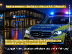 Festnahme nach Überfall auf Volksbank in Oftersheim