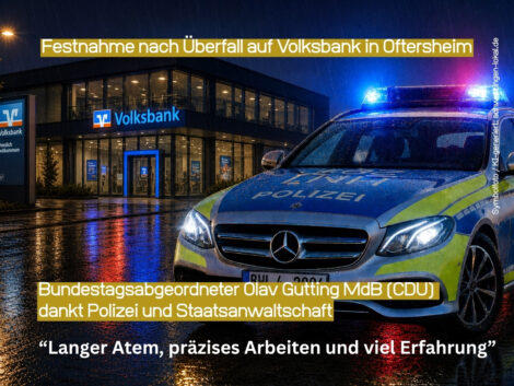 Festnahme nach Überfall auf Volksbank in Oftersheim