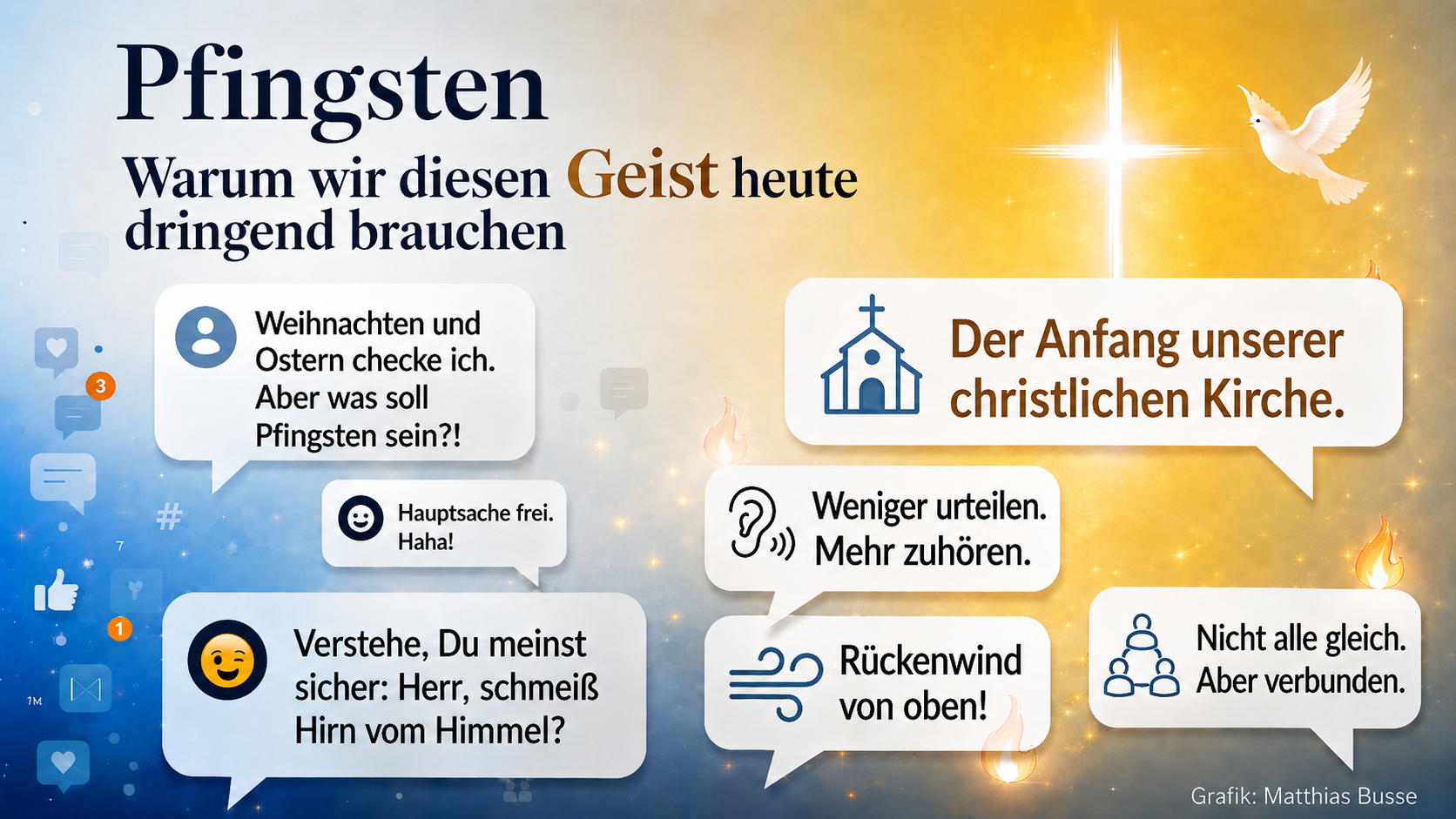 Pfingsten steht für Mut, Verständigung und einen Geist, der Menschen verbindet.