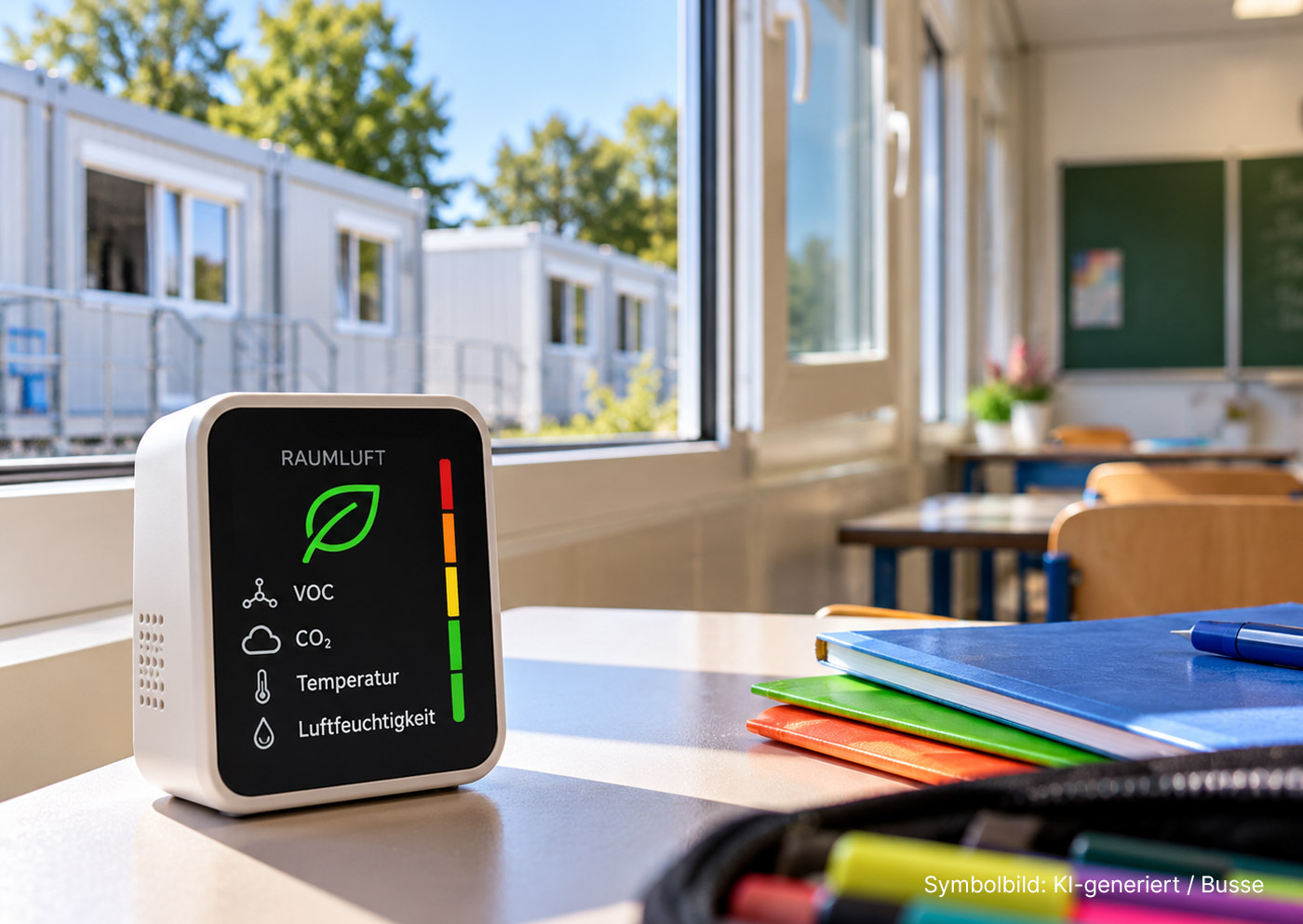 Raumluftmessung in Schulcontainern in Schwetzingen: Vorsorgerichtwert überschritten